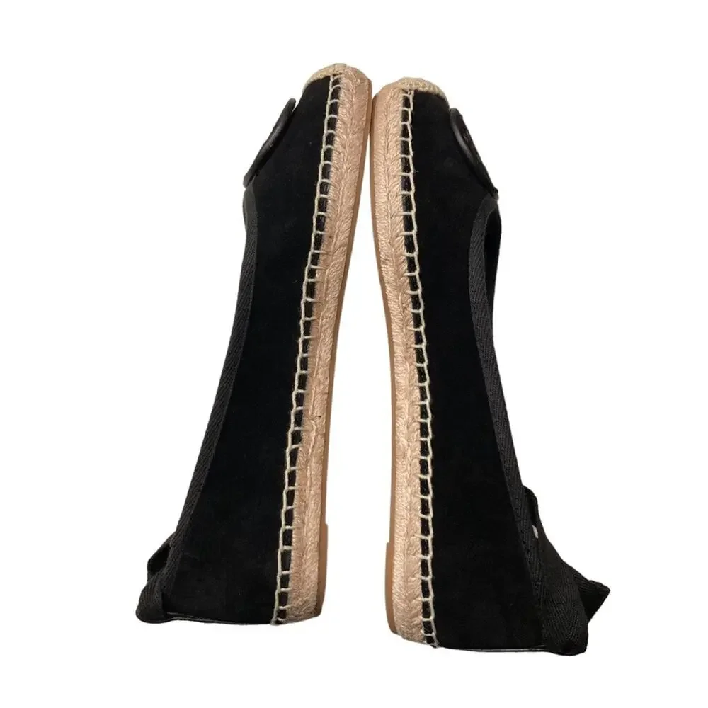 Tory Burch Minnie Ballet Suede Wedge Espadrilles Size 8